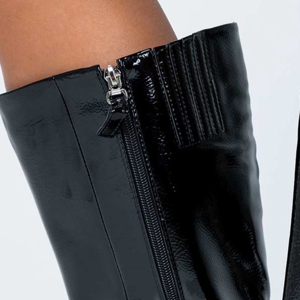 PRINCESS POLLY Black Patent Leather Knee-High Women's Boots ~ NWOT - Picture 9 of 14